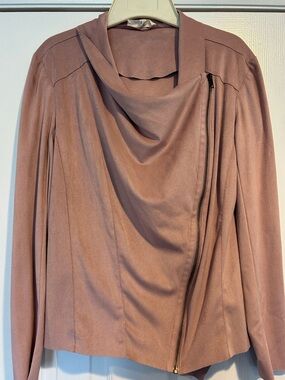 Kingston dusty rose draped zip-front jacket